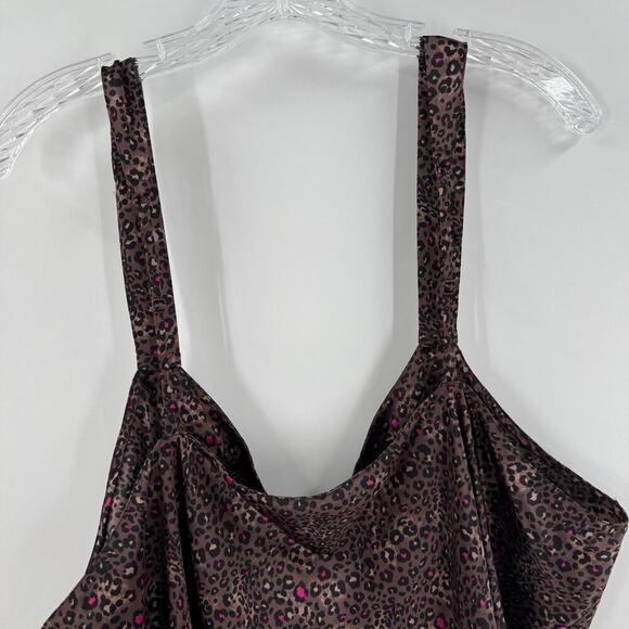 Cabernet Brown Animal Print Scoop Neck Wide Straps Short Night Gown Size 3x - Picture 5 of 8